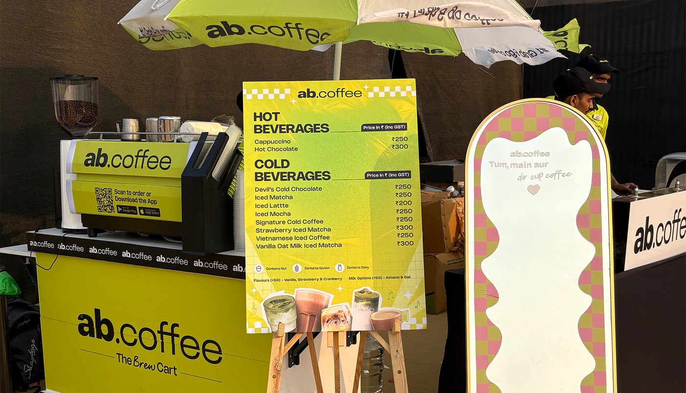 abcoffee brew cart set up at an outdoor brand event