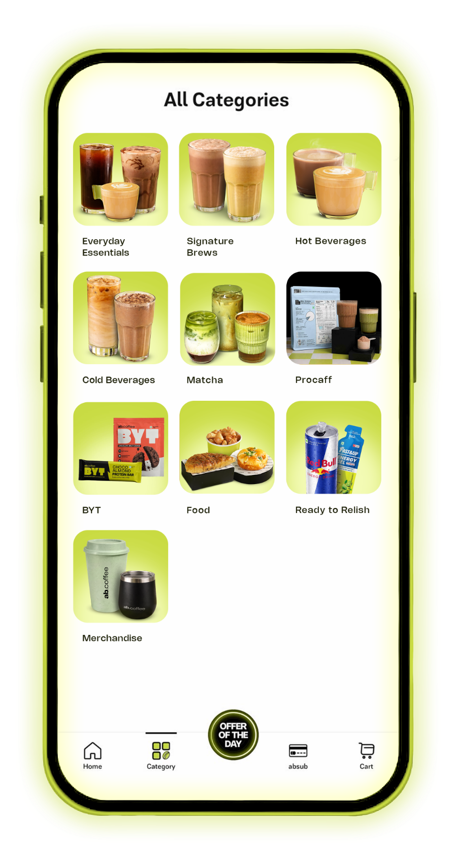 abcoffee app home screen
