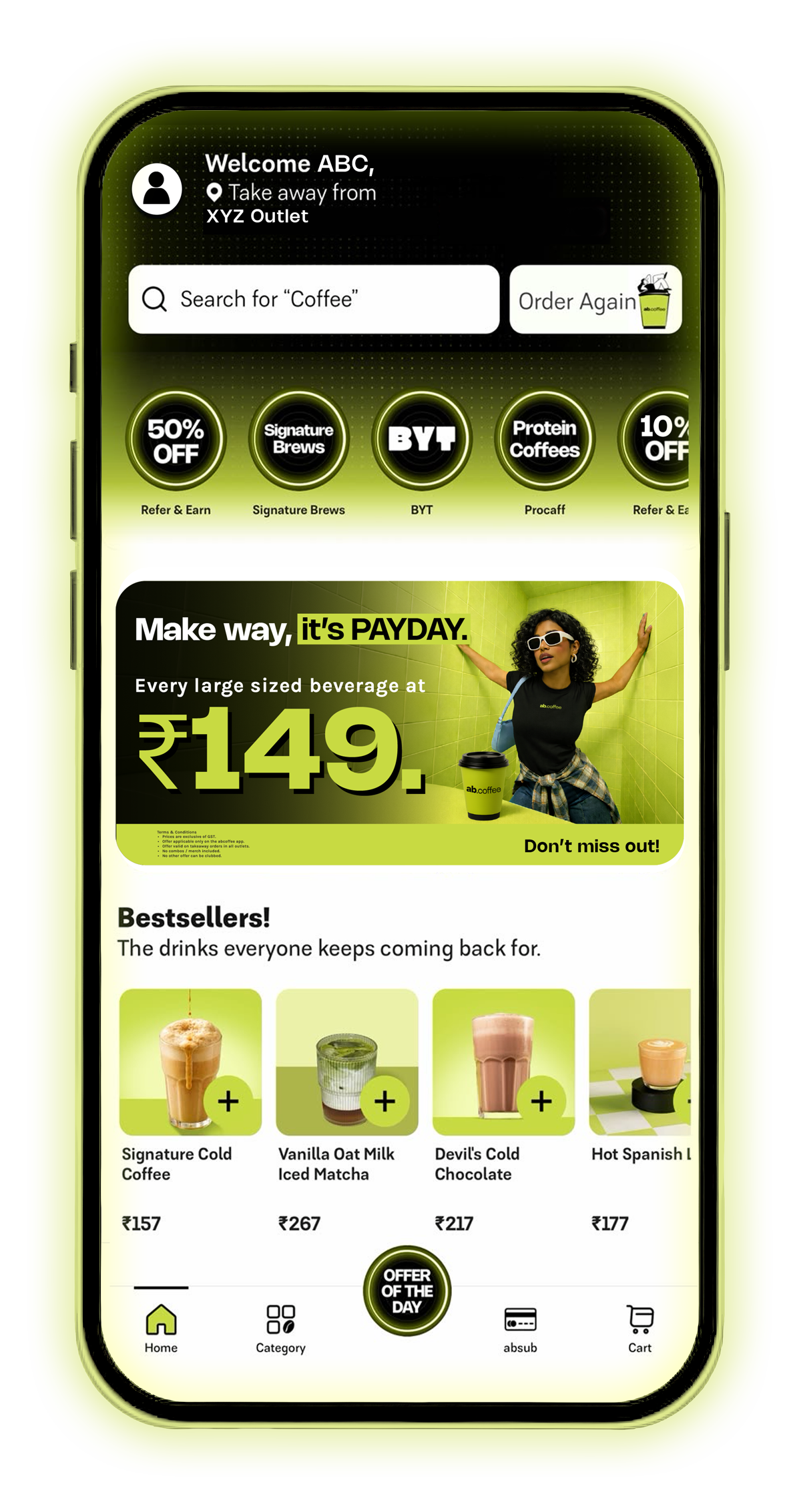 abcoffee app home screen