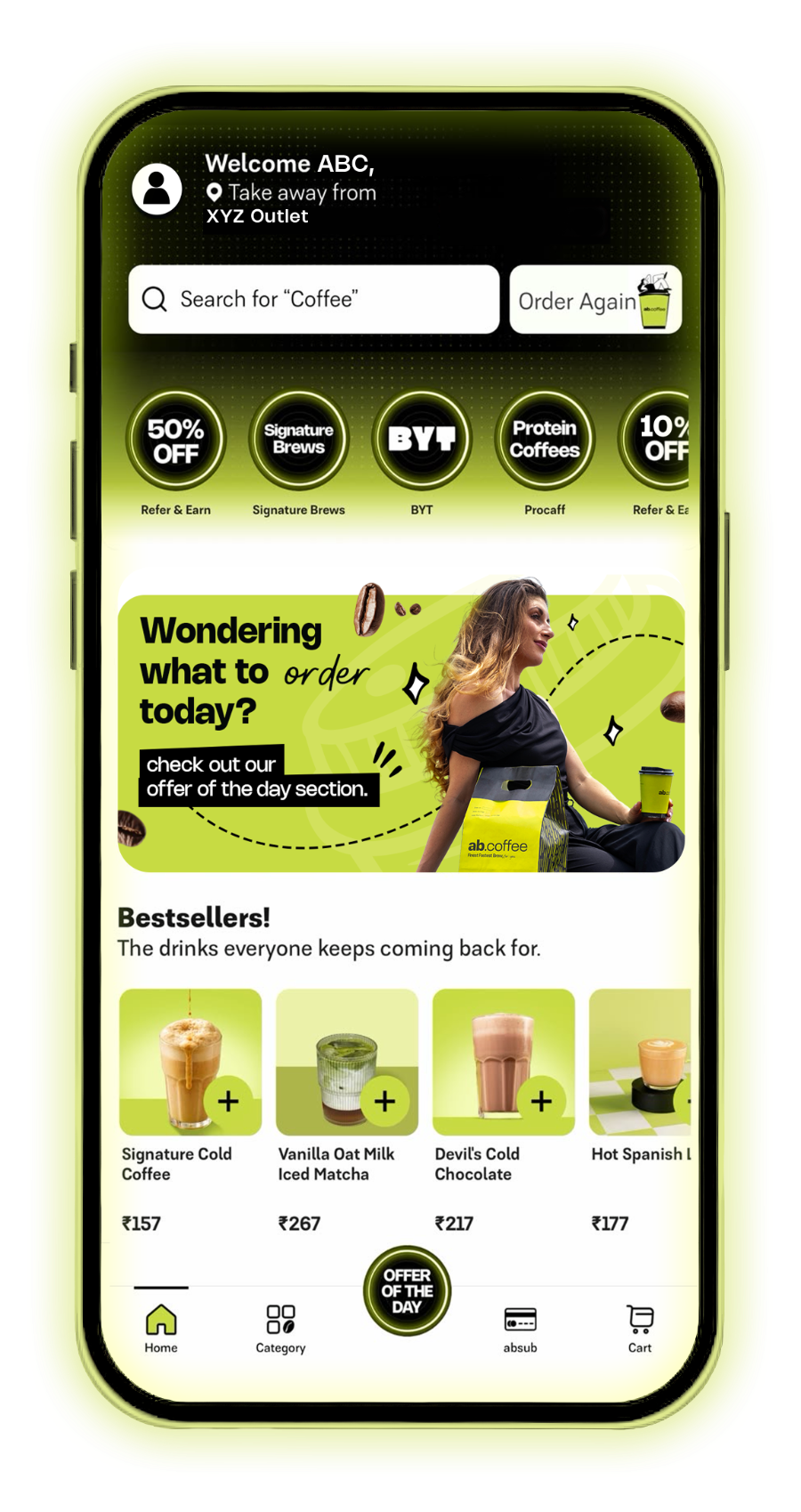 abcoffee app home screen