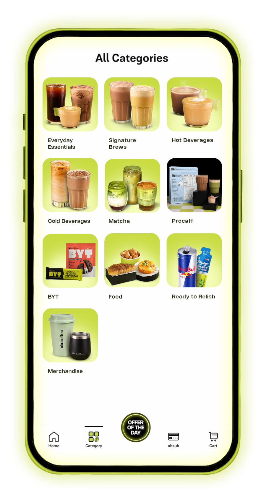 abcoffee app home screen