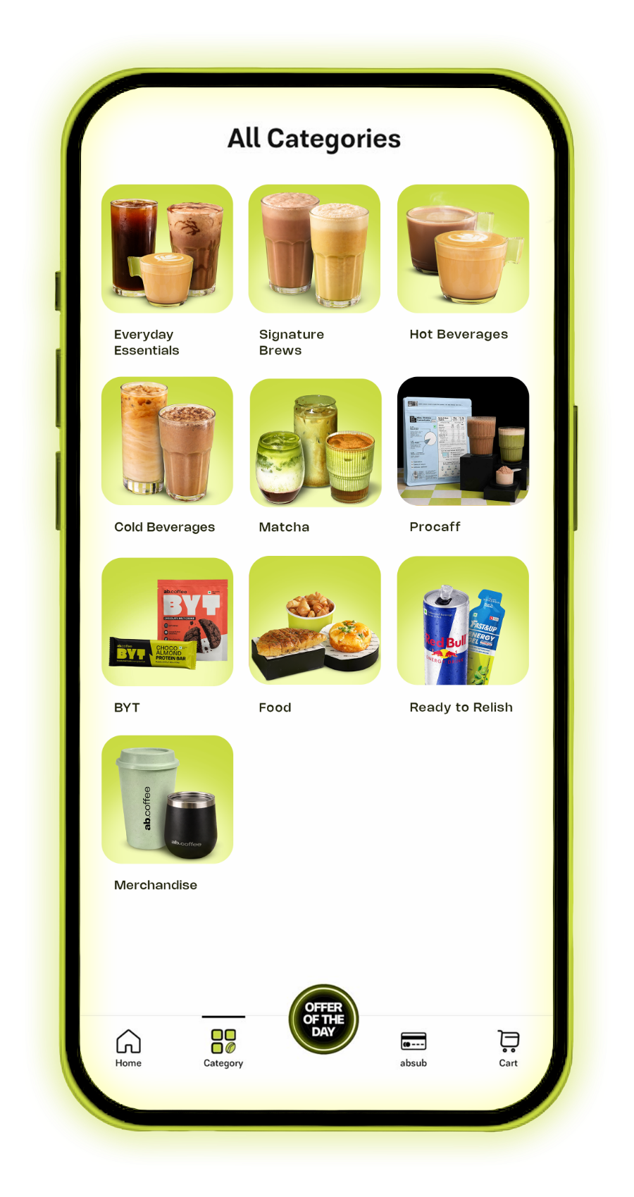 abcoffee app home screen